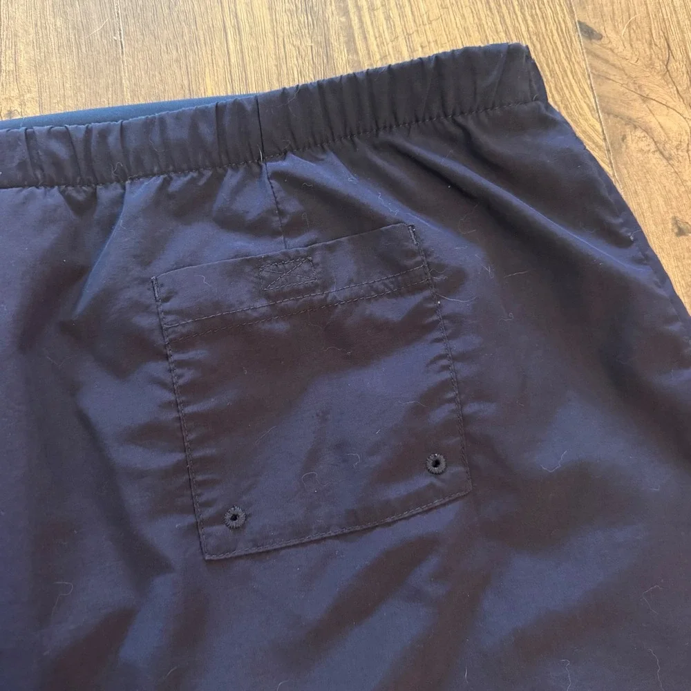 Lands' End Swim Skirt Women 10 Navy Blue Built-in Brief Side Zip Beachwear Vacay